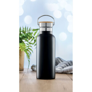 Termo flaška z dvojno steno z bambus pokrovom 500 ml