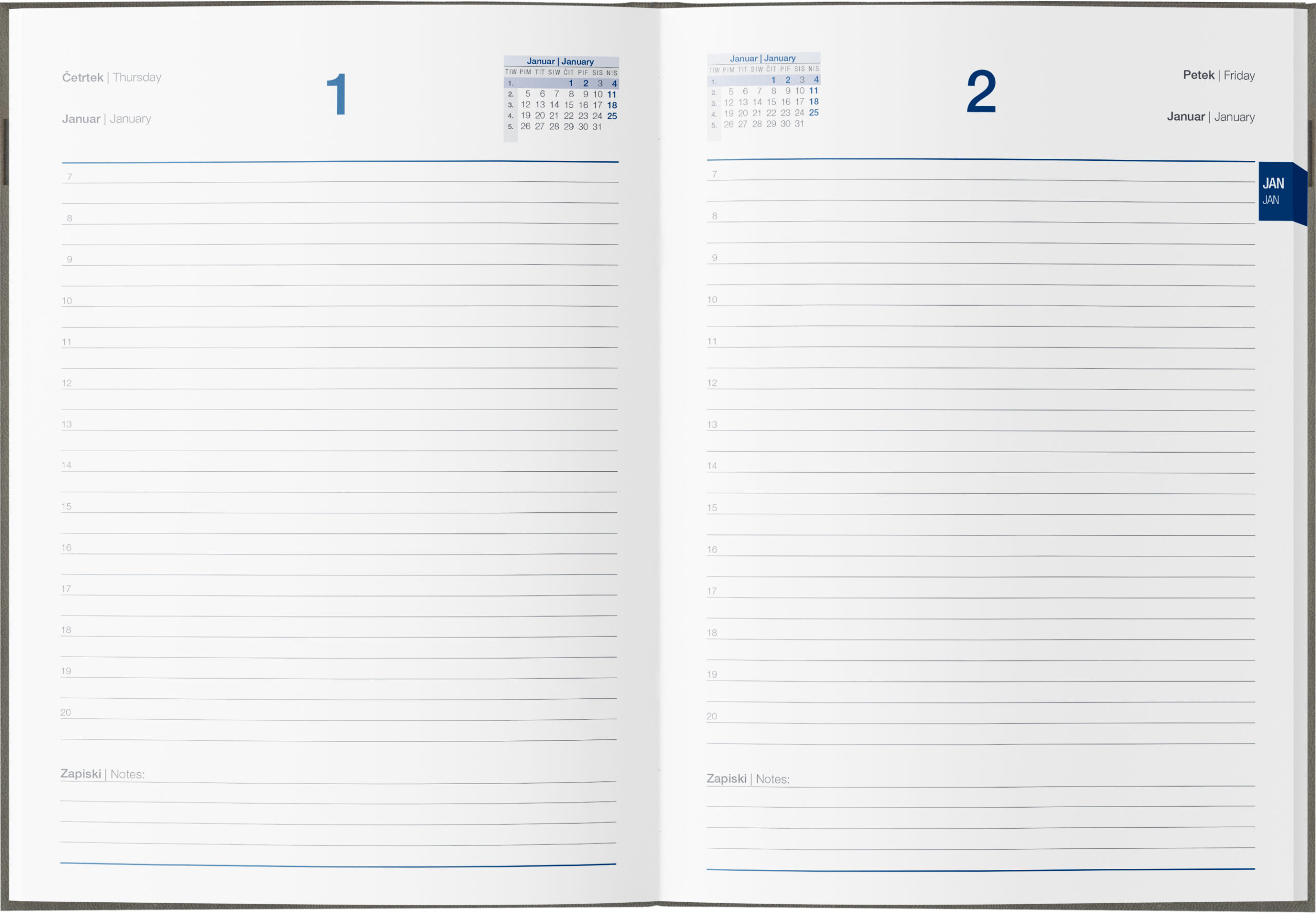 Dnevnik B5 dnevni datumi siv Dnevnik B5 dnevni datumi siv