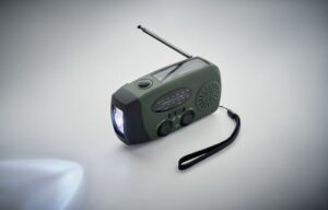 Prenosni radio z LED svetilko in prenosno baterijo Onda