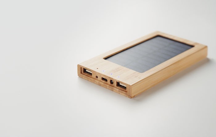 Solarna prenosna baterija Arena Solar - power bank bambus 4000 mAh