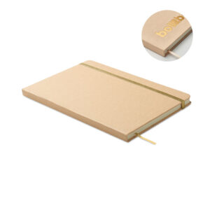 Črtasta beležka A5 iz recikliranega mlečnega kartona bež - primerna za lasersko gravuro